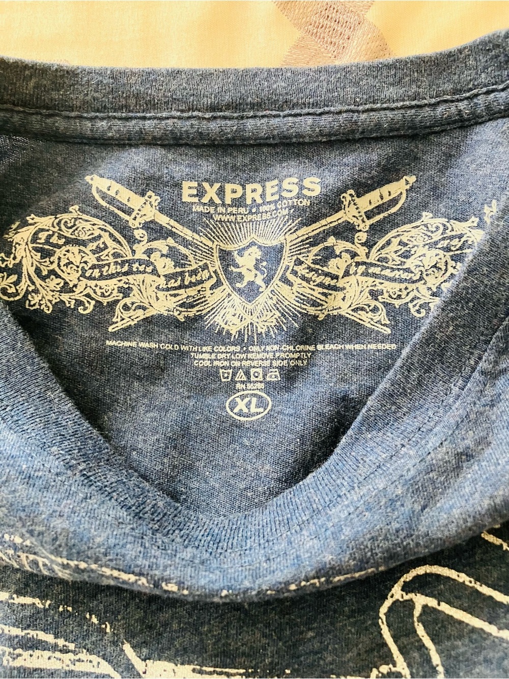 Express Navy Blue Eagle Crest Graphic Tee - Picture 3 of 4